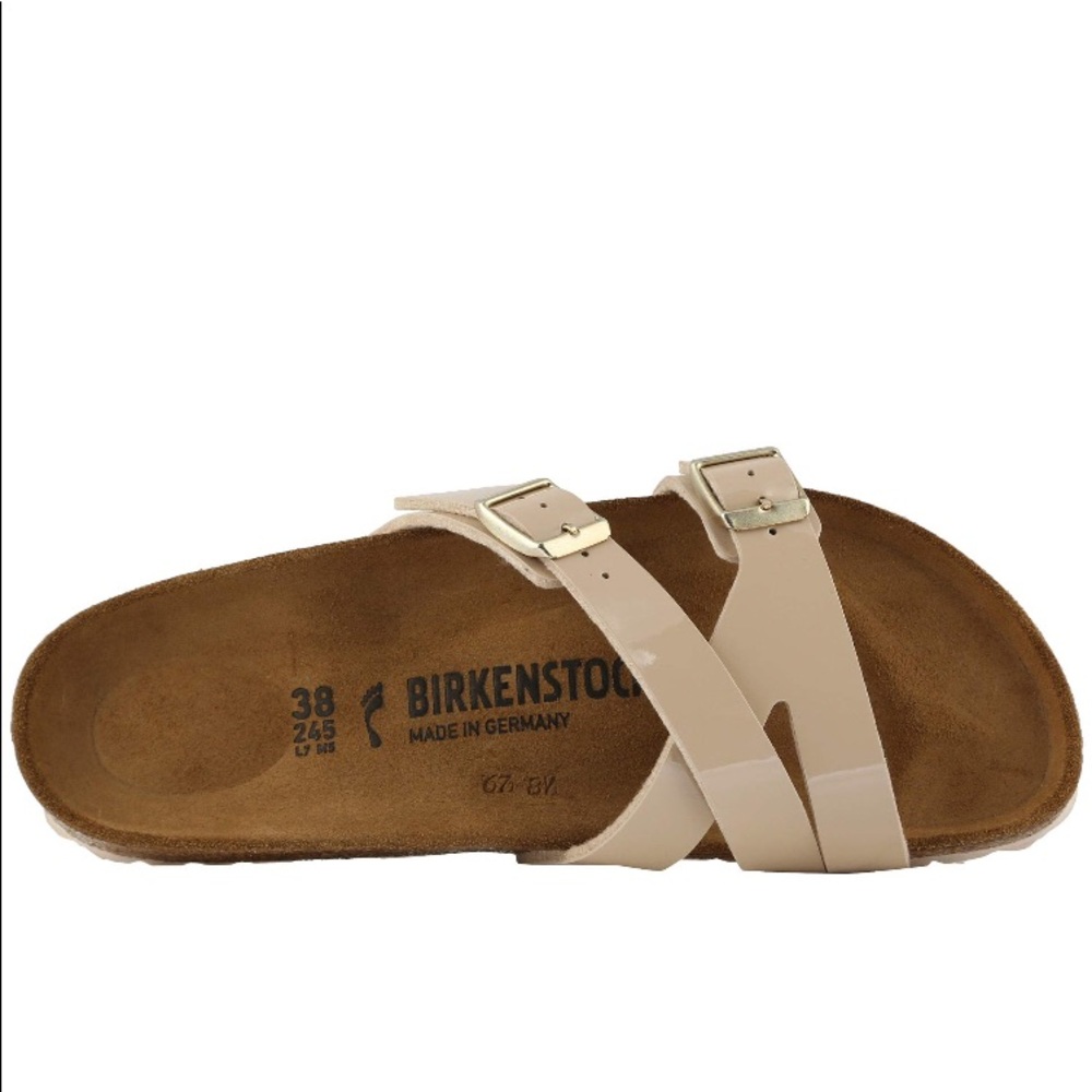 Birkenstock YAO Sandal In SAND PATENT 41/10 NIB - Picture 2 of 7